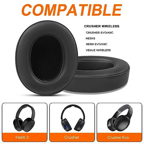 Gvoears Replacement Ear Pads for Skullcandy Crusher Wireless, Crusher ANC/EVO, Hesh ANC/EVO, Hesh 3 Wireless Headphones, Earpads Also Fit for Skullcandy Venue Wireless ANC Headphone, Durable Leather