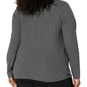 Amazon Essentials Women's Slim-Fit Layering Long Sleeve Knit Rib V-Neck (Available in Plus Size), Pack of 2, Black/Charcoal Heather, Small