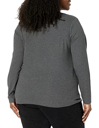 Amazon Essentials Women's Slim-Fit Layering Long Sleeve Knit Rib V-Neck (Available in Plus Size), Pack of 2, Black/Charcoal Heather, Small