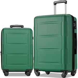 merax luggage sets 2 piece carry on luggage suitcase sets of 2, hard case luggage expandable with spinner wheels (green 2-piece (20/28))