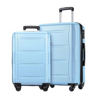 merax luggage sets 2 piece carry on luggage suitcase sets of 2, hard case luggage expandable with spinner wheels (baby blue 2-piece (20/24))