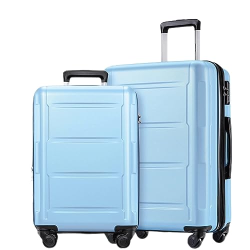 Merax Luggage Sets 2 piece Carry on Luggage Suitcase Sets of 2, Hard Case Luggage Expandable with Spinner Wheels (Baby Blue 2-Piece (20/24))