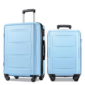 Merax Luggage Sets 2 piece Carry on Luggage Suitcase Sets of 2, Hard Case Luggage Expandable with Spinner Wheels (Baby Blue 2-Piece (20/24))