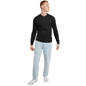 Hanes Originals T-Shirt, Long Sleeve Cotton Henley Tees for Men, Black, X Large