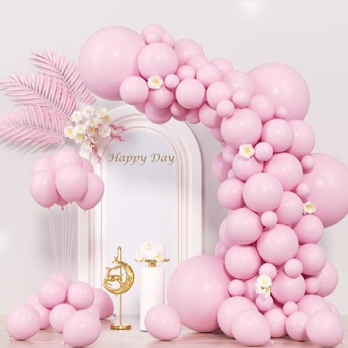 Voircoloria 130pcs Light Pink Balloons Different Sizes 18" 12" 10" 5" Pastel Pink Balloons for Boys Girls Birthday Baby Shower Gender Reveal Wedding Princess Theme Decorations