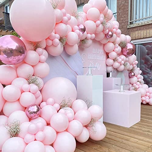 Voircoloria 130pcs Light Pink Balloons Different Sizes 18" 12" 10" 5" Pastel Pink Balloons for Boys Girls Birthday Baby Shower Gender Reveal Wedding Princess Theme Decorations