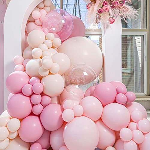 Voircoloria 130pcs Light Pink Balloons Different Sizes 18" 12" 10" 5" Pastel Pink Balloons for Boys Girls Birthday Baby Shower Gender Reveal Wedding Princess Theme Decorations