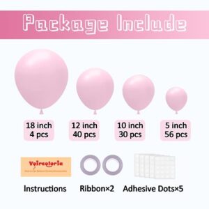 Voircoloria 130pcs Light Pink Balloons Different Sizes 18" 12" 10" 5" Pastel Pink Balloons for Boys Girls Birthday Baby Shower Gender Reveal Wedding Princess Theme Decorations