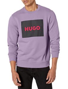 hugo unisex adult big square logo crew neck sweatshirt, lavender hill, small us