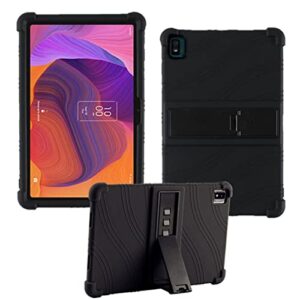 hminsen case for tcl tab pro 5g tablet, kids friendly soft silicone adjustable stand cover for tcl tab pro 5g tcl-9198s / vastking kingpad m10 10.36 inch tablet (black)