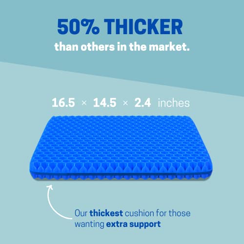 SATURAY Extra Thick 2.4" Gel Seat Cushion - Hip, Tailbone, Sciatica, Pressure Sores - Wheelchair, Desk, Car Seat Pad - Gel Seat Cushions for Pressure Relief - Office Seat Cushion