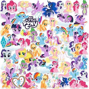 my little pony tv friendship is magic 50ct vinyl large deluxe stickers variety pack - laptop, water bottle, scrapbooking, tablet, skateboard, indoor/outdoor - set of 50