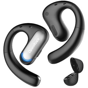 openrock pro open ear headphones, bluetooth 5.2 wireless earbuds, 46 hours playtime with charging case, extra deep bass, ipx5 waterproof, for sports, gaming, office, running, cycling, driving, hiking