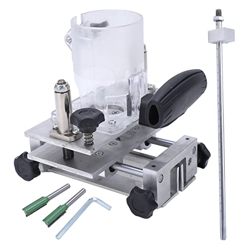 Slotting Machine,Woodworking Router Accurate Stable Wearproof Corrosion Resistance Trimming Router with Scale Dial and Drill Bit, Panel Punch Locator for chamfering, slotting, finishing