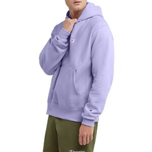 Champion Hoodie, Reverse Weave Fleece Comfortable Pullover Sweatshirt for Men, Graphic, Pure Lavender Left Chest C, Small