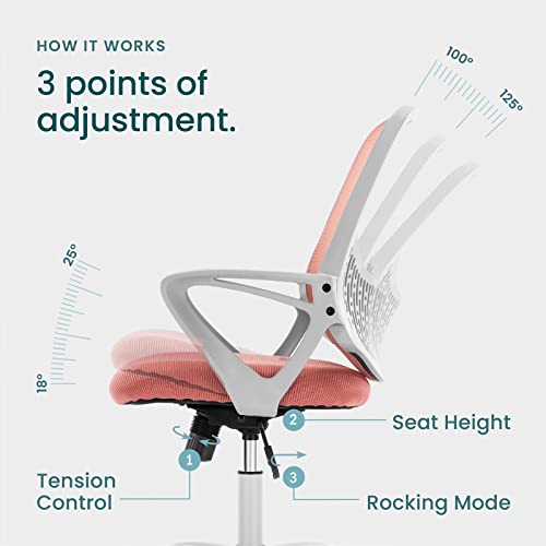 Office Chair, Desk Chair Mid Back Computer Chair Ergonomic Office Chair Mesh Computer Desk Chair with Lumbar Support Armrest, Executive Height Adjustable Swivel Task Chair for Women Adults