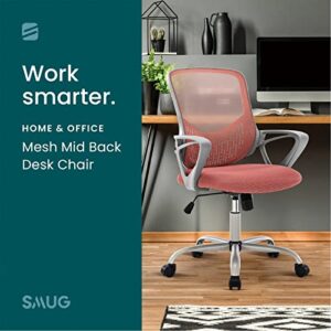 Office Chair, Desk Chair Mid Back Computer Chair Ergonomic Office Chair Mesh Computer Desk Chair with Lumbar Support Armrest, Executive Height Adjustable Swivel Task Chair for Women Adults