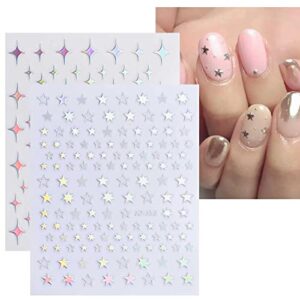 9 Sheets Aurora Holographic Nail Art Stickers Decals Self-Adhesive Pegatinas Uñas Stars Moon Glitter Nail Supplies Nail Art Design Decoration Accessories