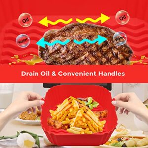 Air Fryer Silicone Liners, 8'' Square 4 to 7 QT Food Grade Reusable Heat Resistant Airfryer Silicone Liners Inserts Baskets Bowl Accessories for Instant Vortex COSORI CHEFMAN Air Fryer Oven Microwave