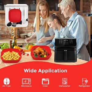 Air Fryer Silicone Liners, 8'' Square 4 to 7 QT Food Grade Reusable Heat Resistant Airfryer Silicone Liners Inserts Baskets Bowl Accessories for Instant Vortex COSORI CHEFMAN Air Fryer Oven Microwave