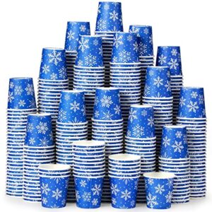 500 pcs tasting paper cups 2oz disposable mouthwash cup mini beverage drinking cup small snack cup for kid adult home bathroom kitchen picnic travel events party supplies favors (snowflake)