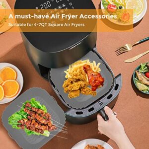 Air Fryer Silicone Liners, 8'' Square 4 to 7 QT Food Grade Reusable Heat Resistant Airfryer Silicone Liners Inserts Baskets Bowl Accessories for Instant Vortex COSORI CHEFMAN Air Fryer Oven Microwave