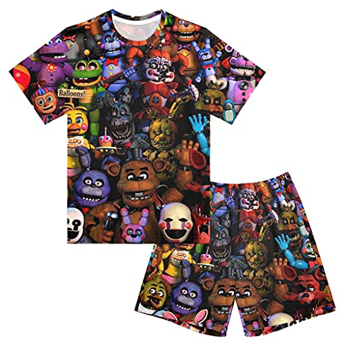 Zulsdeoi Midnight Horror Bear Youth Shirt Set Kids Shirts Shorts Casual 3D Print T-Shirt Summer Boys Girls T Short Sleeve X-Small