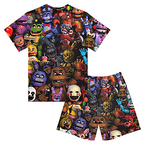 Zulsdeoi Midnight Horror Bear Youth Shirt Set Kids Shirts Shorts Casual 3D Print T-Shirt Summer Boys Girls T Short Sleeve X-Small