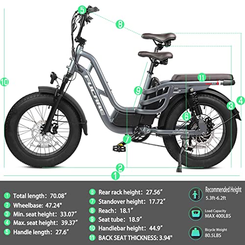 Fucare Libra Electric Bike 750W 32Mph 48V 20Ah Lithium LG Battery 5.0" Color Display 7 Speed 20"X4.0"All-Terrain Fat Tire Full Suspension Ebikes for Adults