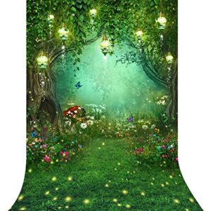 riyidecor spring enchanted forest backdrop polyester fabric fairy garden tale wonderland butterfly woodland wedding 5wx7h feet photography background baby shower birthday party photo studio shoot