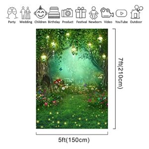 Riyidecor Spring Enchanted Forest Backdrop Polyester Fabric Fairy Garden Tale Wonderland Butterfly Woodland Wedding 5Wx7H Feet Photography Background Baby Shower Birthday Party Photo Studio Shoot