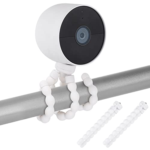 2 Pack Flexible Tripod for Google Nest Cam Outdoor or Indoor, Battery, Adjustable Mounting Bracket to Attach Your Nest Camera Wherever with No Tools - White