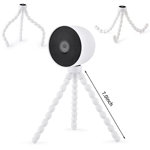 2 Pack Flexible Tripod for Google Nest Cam Outdoor or Indoor, Battery, Adjustable Mounting Bracket to Attach Your Nest Camera Wherever with No Tools - White