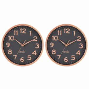 hippih wall clock 2 pack, 10 inch modern wall clocks battery operated, non ticking silent wall clock, simple small analog wall clock for living room, bedroom, school, office decor (rose gold black)