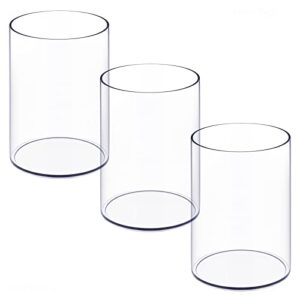 nioffice stylish clear acrylic desk organizer pen and pencil holders set of 3, round makeup brush storage perfect for home, school and office supplies
