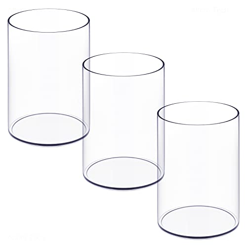 NiOffice Stylish Clear Acrylic Desk Organizer Pen and Pencil Holders Set of 3, Round Makeup Brush Storage Perfect for Home, School and Office Supplies