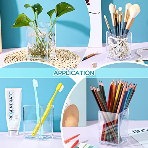 20 Pieces Acrylic Pencil Holder Clear Makeup Brush Holder Pen Holder for Desk Pencil Cup Acrylic Desk Accessories Desktop Stationery Organizer for Office School Home Supplies