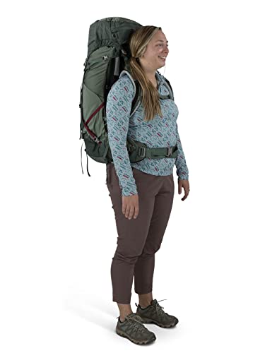 Osprey Aura AG LT 50L Women's Backpacking Backpack, Koseret/Darjeeling Spring Green, WM/L