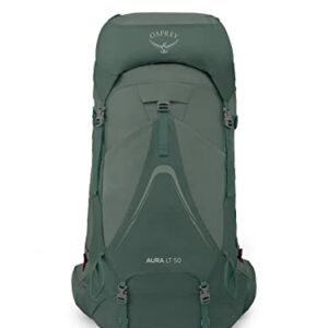 Osprey Aura AG LT 50L Women's Backpacking Backpack, Koseret/Darjeeling Spring Green, WM/L