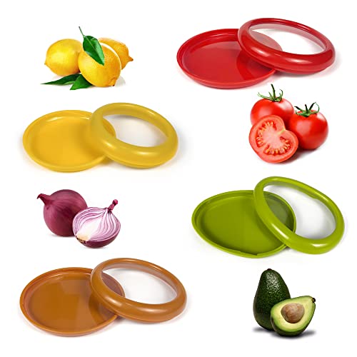 Fruit and Vegetable Shaped Savers Storage Onion Storage Tomato Saver Lemon Keeper and Avocado Saver Containers Set for Fridge Stretch Pod for Vegetable Crisper Makes Food Stays Fresh Longer, Pack of 4