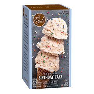 premium birthday cake ice cream starter mix for ice cream maker. sprinkle ice cream.simple, easy, delicious. from gourmet mix to maker in 5 minutes. makes 2 creamy quarts. made in usa. (1/13.7 oz box)