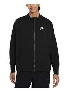nike women essential full zip fleece lined sweatshirt (black, large)