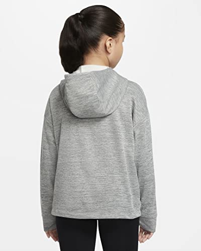 Nike Therma-FIT Big Kids' (Girls') Pullover Hoodie Black Heather (as1, alpha, m, regular, Standard, Black Heather, Medium)