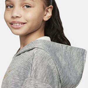 Nike Therma-FIT Big Kids' (Girls') Pullover Hoodie Black Heather (as1, alpha, m, regular, Standard, Black Heather, Medium)