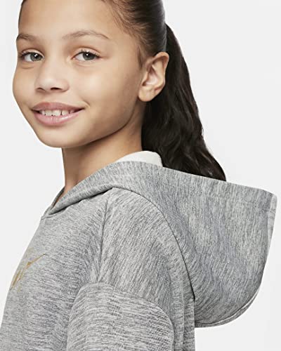 Nike Therma-FIT Big Kids' (Girls') Pullover Hoodie Black Heather (as1, alpha, m, regular, Standard, Black Heather, Medium)