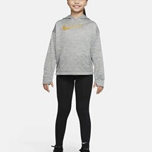 Nike Therma-FIT Big Kids' (Girls') Pullover Hoodie Black Heather (as1, alpha, m, regular, Standard, Black Heather, Medium)