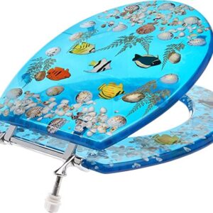 Daniel's Bath & Beyond D B B 17' Deep Ocean Blue Fish Toilet Seat Cover