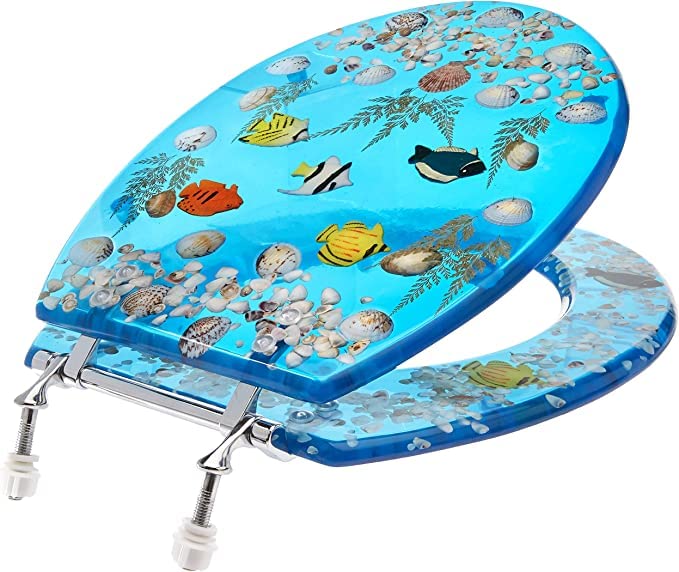 Daniel's Bath & Beyond D B B 17' Deep Ocean Blue Fish Toilet Seat Cover