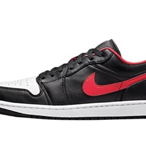 Jordan Men's Air Jordan 1 Low Sneaker, Black/Fire Red-white, 10