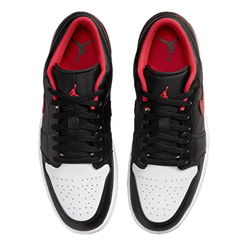 Jordan Men's Air Jordan 1 Low Sneaker, Black/Fire Red-white, 10